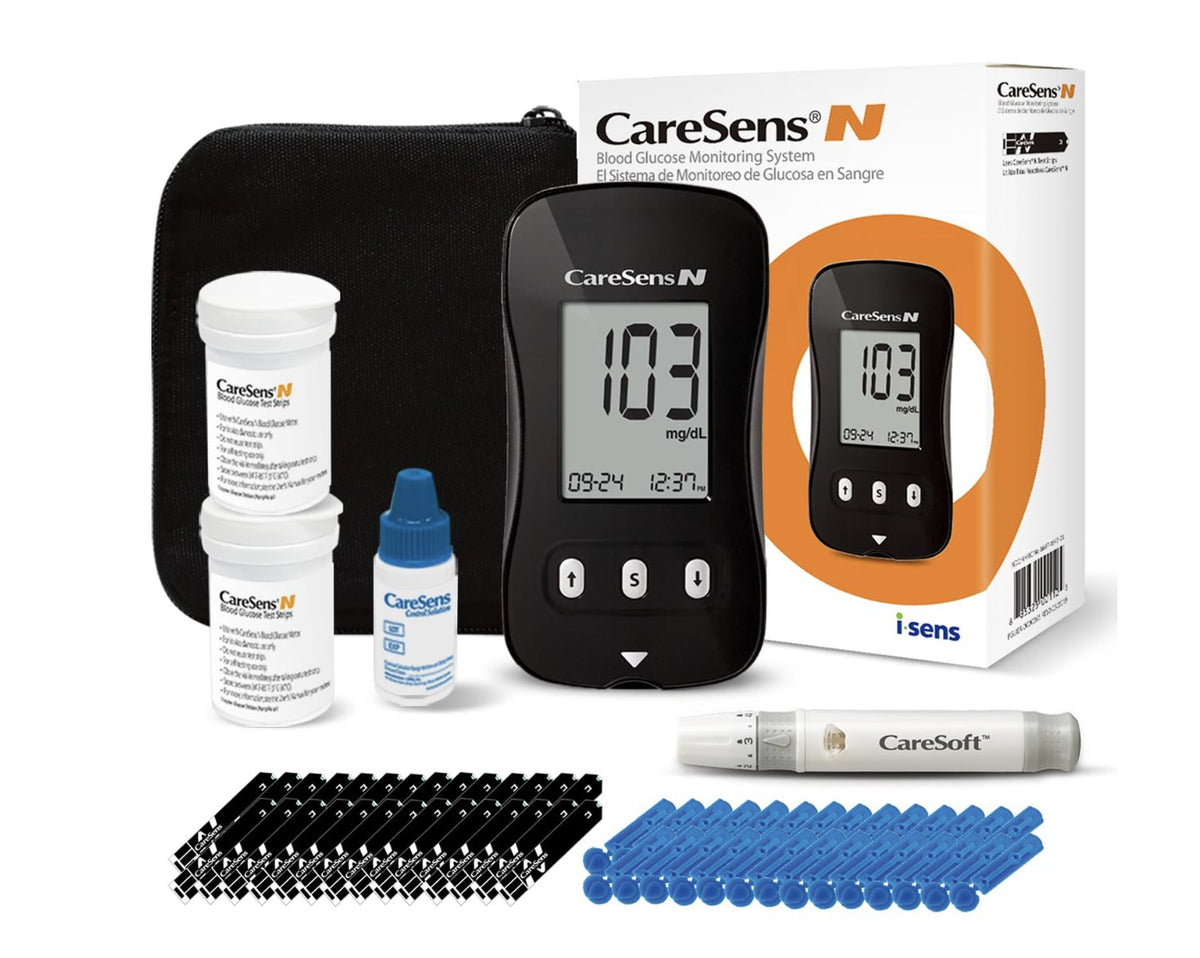 Blood Glucose Monitoring Kits — CareSens N Kit + 100 Test Strips & 100 Lancets