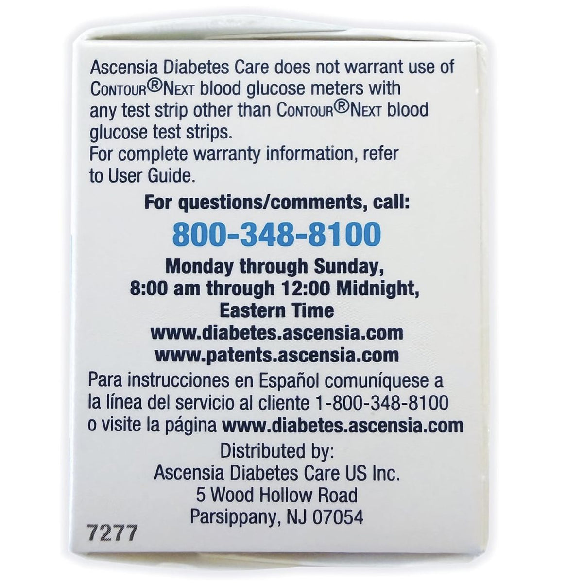 Contour Next blood glucose test strips product packaging