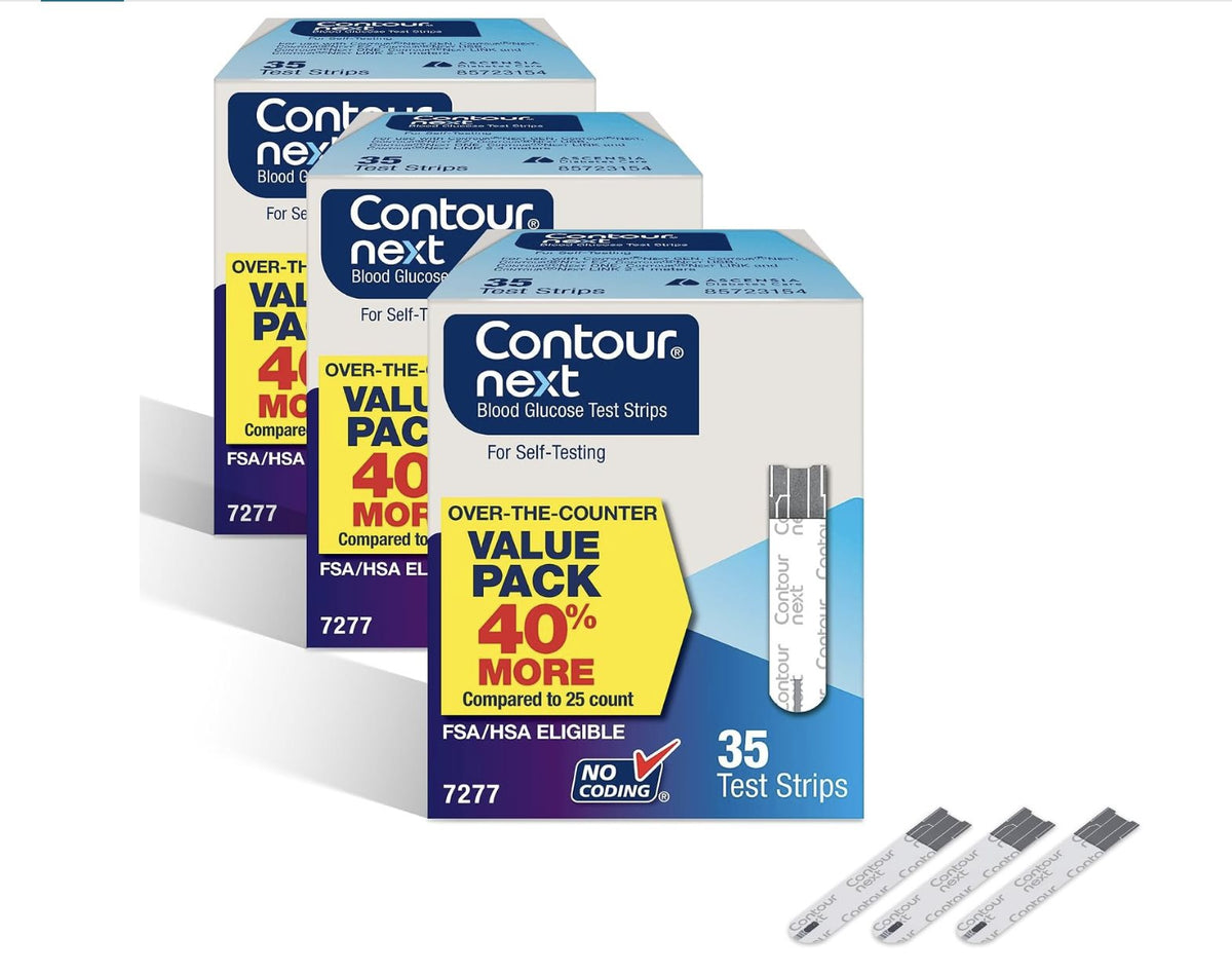 Blood Glucose Test Strips — Contour Next — 105 Strips (3 × 35)