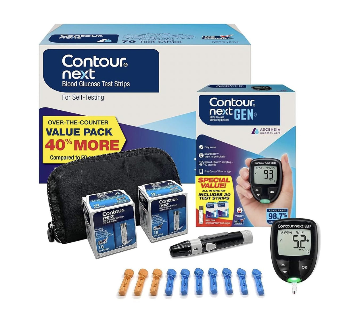Blood Glucose Monitoring Kits — Contour Next GEN Monitoring Kit + 90 Test Strips