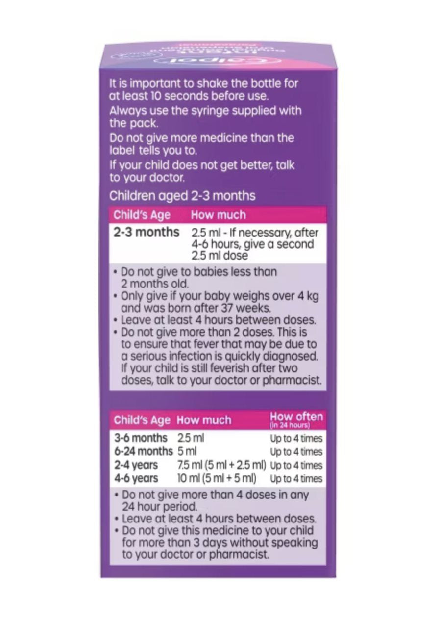 Calpol Original other side packaging details