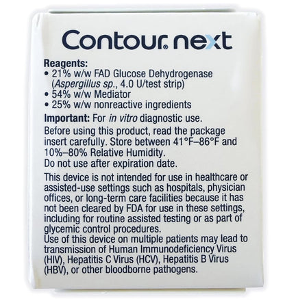 Contour Next blood glucose test strip vial label